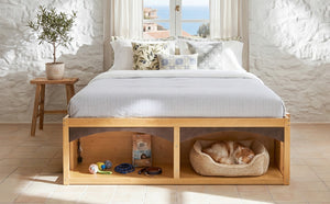 English Elm King Platform Bed Six Storage Drawers No Box Spring Minimalist Scandinavian Bedroom Natural LP000146AAN