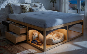 English Elm King Platform Bed Six Storage Drawers No Box Spring Minimalist Scandinavian Bedroom Natural LP000146AAN