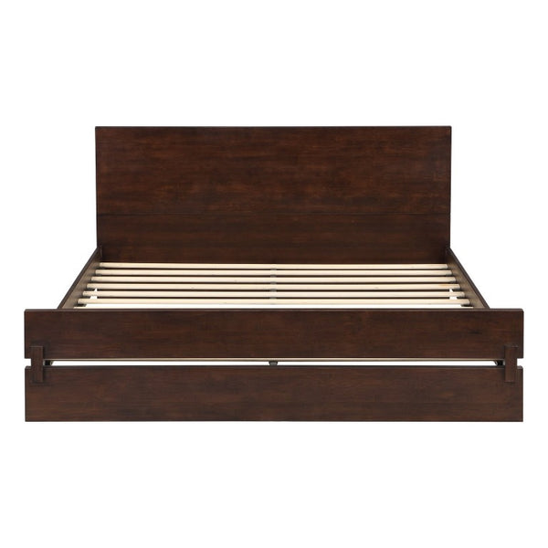 English Elm Queen Eco Solid Platform Bed Minimalist Low Profile Sustainable Frame for Modern Bedroom Chocolate Queen Bamboo LP000193AAP
