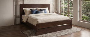 English Elm Queen Eco Solid Platform Bed Minimalist Low Profile Sustainable Frame for Modern Bedroom Chocolate Queen Bamboo LP000193AAP
