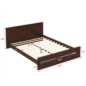 English Elm Queen Eco Solid Platform Bed Minimalist Low Profile Sustainable Frame for Modern Bedroom Chocolate Queen Bamboo LP000193AAP