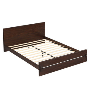 English Elm Queen Eco Solid Platform Bed Minimalist Low Profile Sustainable Frame for Modern Bedroom Chocolate Queen Bamboo LP000193AAP
