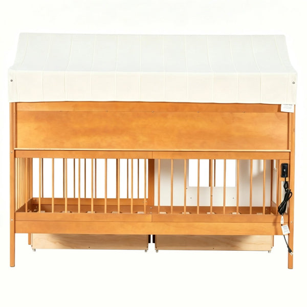 English Elm Full Size Kids House Bed with Storage Drawers Bookshelf Led Lighting Espresso Walnut LP000372AAL