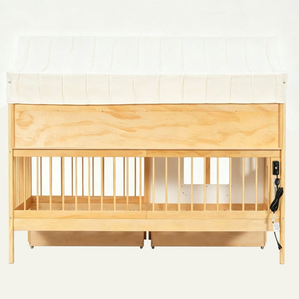 English Elm Full Size Kids House Bed with Storage Drawers Bookshelf Led Lighting Espresso Natural LP000372AAN