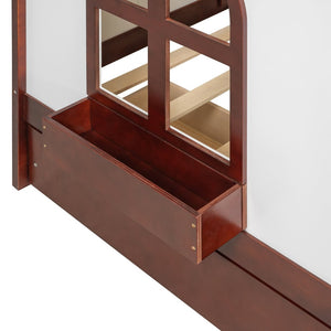 English Elm Full Size Kids House Bed with Storage Drawers Bookshelf Led Lighting Espresso LP000378AAP