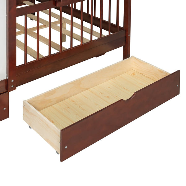 English Elm Full Size Kids House Bed with Storage Drawers Bookshelf Led Lighting Espresso LP000378AAP