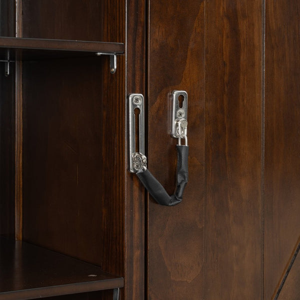 English Elm Queen Murphy Bed with Fold Down Desk Open Shelving Wood Cabinet for Studio Rooms Dark Brown LP000379AAP-1