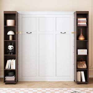 English Elm Queen Wall Bed with Hydraulic Lift Cabinet Storage for Studio and Guest Rooms LP000381AAP-1