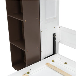 English Elm Queen Wall Bed with Hydraulic Lift Cabinet Storage for Studio and Guest Rooms LP000381AAP-1