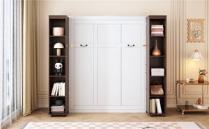 English Elm Queen Wall Bed with Hydraulic Lift Cabinet Storage for Studio and Guest Rooms LP000381AAP-1