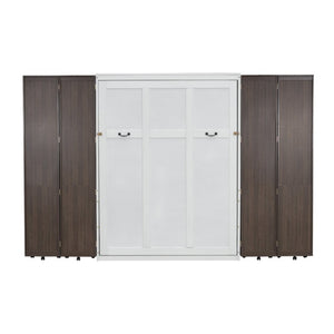 English Elm Queen Wall Bed with Hydraulic Lift Cabinet Storage for Studio and Guest Rooms LP000381AAP-1
