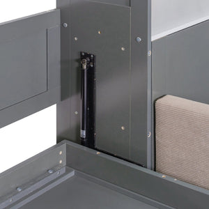 English Elm Queen Murphy Bed with Velvet Sofa Hydraulic Lift Shelves Drawers and Led Studio Unit Dark Gray LP000392AAE-1