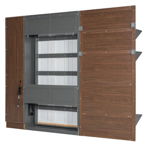 English Elm Queen Murphy Wall Bed with Integrated Shelves for Studio and Guest Room Use Gray 83.9 L x 103 W x 83.9 H LP000398AAE