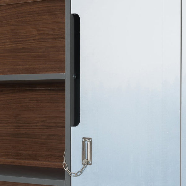 English Elm Queen Murphy Wall Bed with Integrated Shelves for Studio and Guest Room Use Gray 83.9 L x 103 W x 83.9 H LP000398AAE