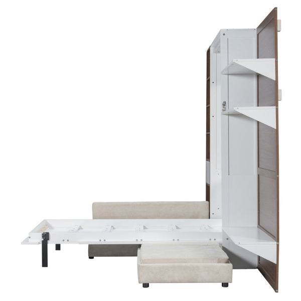 English Elm Full Size Playhouse Bed with Bookshelf Trundle Canopy and Pinewood Kids Frame White 83.9 L x 103 W x 83.9 H LP000398AAK