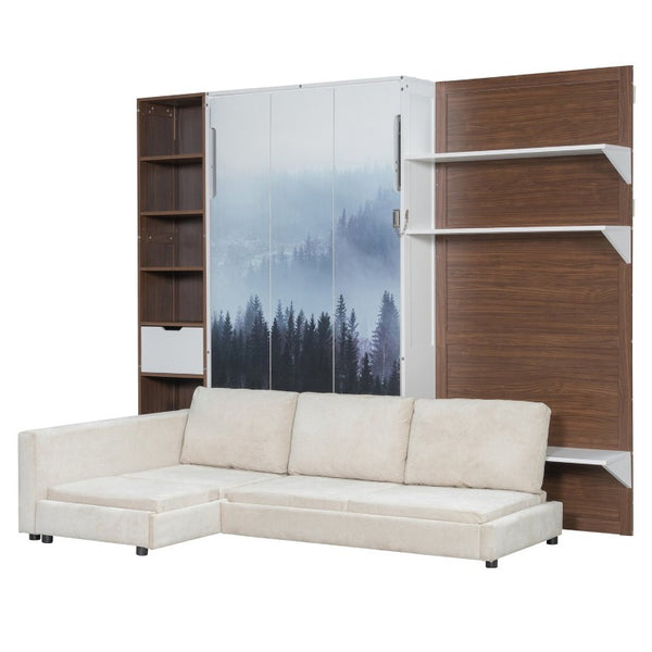 English Elm Full Size Playhouse Bed with Bookshelf Trundle Canopy and Pinewood Kids Frame White 83.9 L x 103 W x 83.9 H LP000398AAK