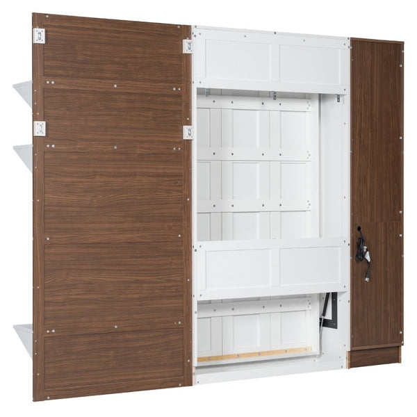 English Elm Full Size Playhouse Bed with Bookshelf Trundle Canopy and Pinewood Kids Frame White 83.9 L x 103 W x 83.9 H LP000398AAK