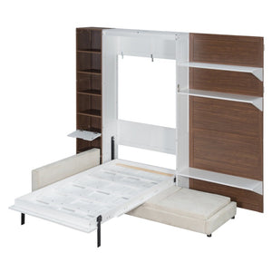 English Elm Full Size Playhouse Bed with Bookshelf Trundle Canopy and Pinewood Kids Frame White 83.9 L x 103 W x 83.9 H LP000398AAK