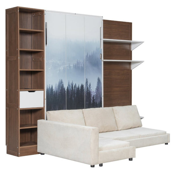 English Elm Full Size Playhouse Bed with Bookshelf Trundle Canopy and Pinewood Kids Frame White 83.9 L x 103 W x 83.9 H LP000398AAK