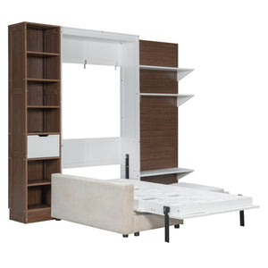English Elm Full Size Playhouse Bed with Bookshelf Trundle Canopy and Pinewood Kids Frame White 83.9 L x 103 W x 83.9 H LP000398AAK