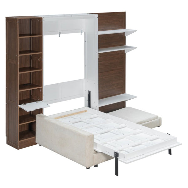 English Elm Full Size Playhouse Bed with Bookshelf Trundle Canopy and Pinewood Kids Frame White 83.9 L x 103 W x 83.9 H LP000398AAK