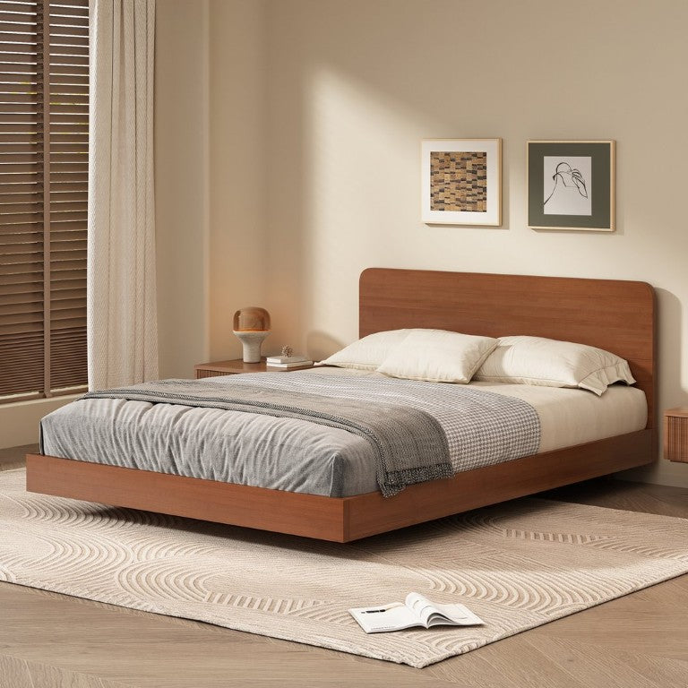 English Elm Full Size Natural Bamboo Platform Bed Floating Base Organic Minimalist Bedroom Frame Brown LP000415AAD