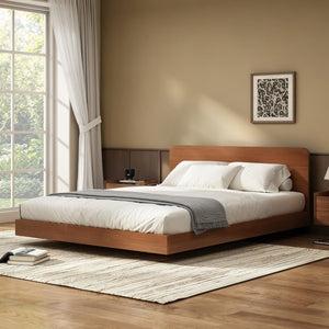 English Elm Queen Solid Bamboo Floating Platform Bed Organic Modern Frame with 800 Lb Capacity Brown LP000416AAD