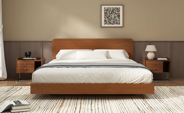 English Elm Queen Solid Bamboo Floating Platform Bed Organic Modern Frame with 800 Lb Capacity Brown LP000416AAD