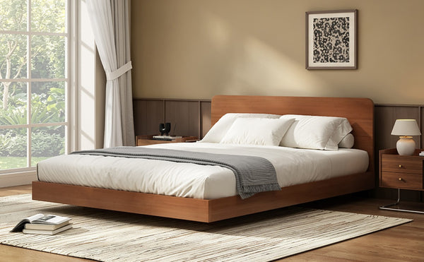 English Elm Queen Solid Bamboo Floating Platform Bed Organic Modern Frame with 800 Lb Capacity Brown LP000416AAD
