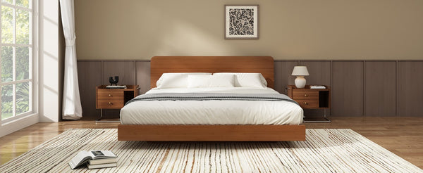 English Elm Queen Solid Bamboo Floating Platform Bed Organic Modern Frame with 800 Lb Capacity Brown LP000416AAD