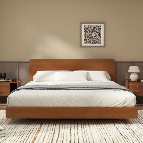 English Elm Queen Solid Bamboo Floating Platform Bed Organic Modern Frame with 800 Lb Capacity Brown LP000416AAD