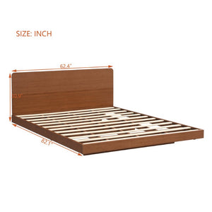 English Elm Queen Solid Bamboo Floating Platform Bed Organic Modern Frame with 800 Lb Capacity Brown LP000416AAD