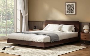 English Elm Queen Solid Bamboo Floating Platform Bed Organic Modern Frame with 800 Lb Capacity Chocolate LP000416AAP