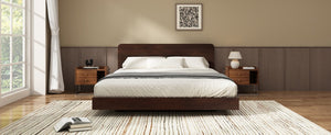 English Elm Queen Solid Bamboo Floating Platform Bed Organic Modern Frame with 800 Lb Capacity Chocolate LP000416AAP
