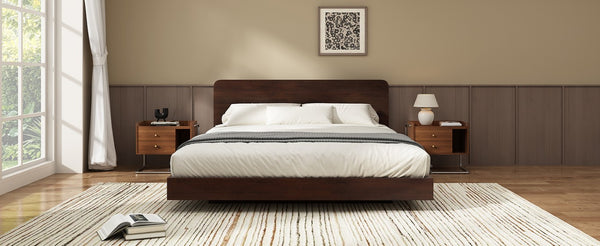 English Elm Queen Solid Bamboo Floating Platform Bed Organic Modern Frame with 800 Lb Capacity Chocolate LP000416AAP