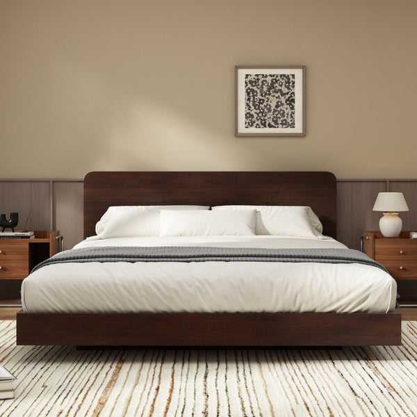 English Elm Queen Solid Bamboo Floating Platform Bed Organic Modern Frame with 800 Lb Capacity Chocolate LP000416AAP