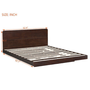 English Elm Queen Solid Bamboo Floating Platform Bed Organic Modern Frame with 800 Lb Capacity Chocolate LP000416AAP