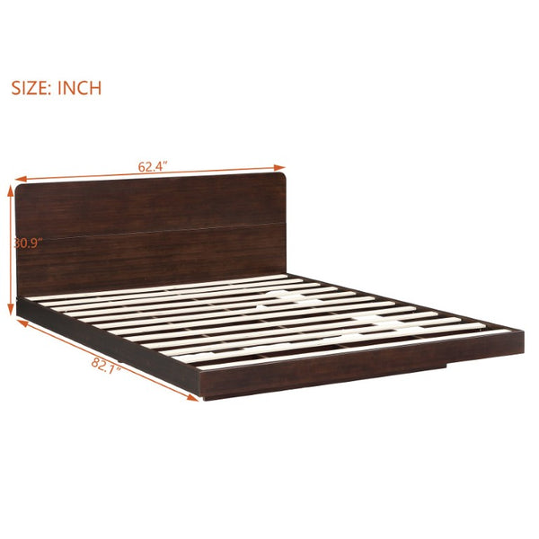English Elm Queen Solid Bamboo Floating Platform Bed Organic Modern Frame with 800 Lb Capacity Chocolate LP000416AAP