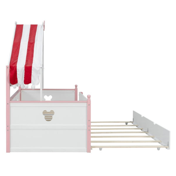 English Elm Full Size Murphy Bed with Integrated Shelving Unit for Studio and Guest Rooms White+Pink 78.9 L x 41.7 W x 70.3 H LP000429AAH
