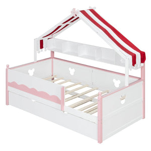 English Elm Full Size Murphy Bed with Integrated Shelving Unit for Studio and Guest Rooms White+Pink 78.9 L x 41.7 W x 70.3 H LP000429AAH
