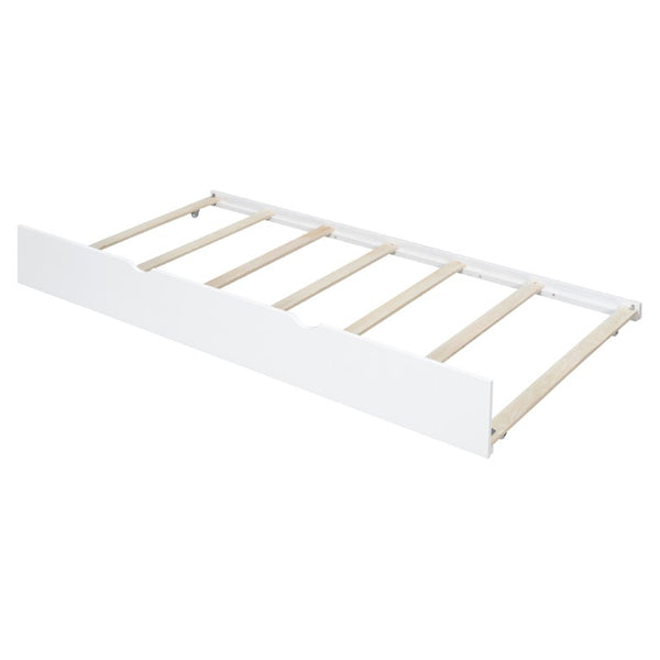 English Elm Twin House-Shaped Daybed with Canopy Tent Bookshelf and Trundle for Kids Bedroom Full White+Pink LP000430AAH