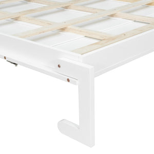 English Elm Full Size Murphy Wall Bed with LED Lighting Built-In Shelves and Drawers for Studio Rooms White LP000565AAK-2