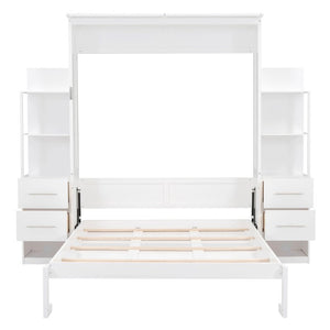 English Elm Queen Eco Solid Platform Bed Minimalist Low Profile Sustainable Frame for Modern Bedroom White Queen - A MDF+LVL LP000566AAK-5