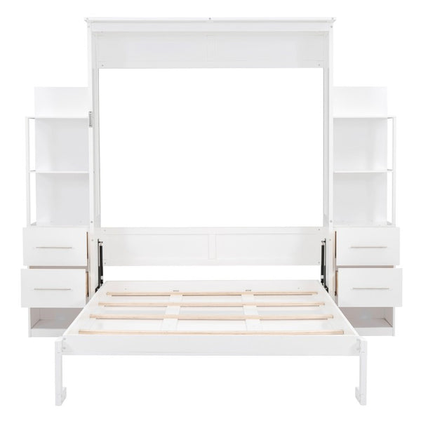 English Elm Queen Eco Solid Platform Bed Minimalist Low Profile Sustainable Frame for Modern Bedroom White Queen - A MDF+LVL LP000566AAK-5