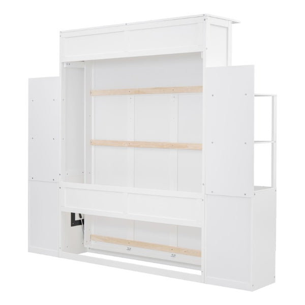 English Elm Queen Eco Solid Platform Bed Minimalist Low Profile Sustainable Frame for Modern Bedroom White Queen - A MDF+LVL LP000566AAK-5