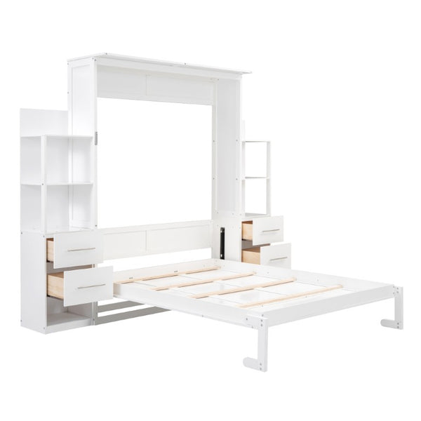 English Elm Queen Eco Solid Platform Bed Minimalist Low Profile Sustainable Frame for Modern Bedroom White Queen - A MDF+LVL LP000566AAK-5