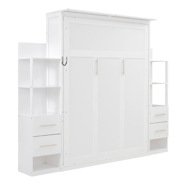 English Elm Queen Eco Solid Platform Bed Minimalist Low Profile Sustainable Frame for Modern Bedroom White Queen - A MDF+LVL LP000566AAK-5