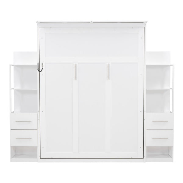 English Elm Queen Eco Solid Platform Bed Minimalist Low Profile Sustainable Frame for Modern Bedroom White Queen - A MDF+LVL LP000566AAK-5