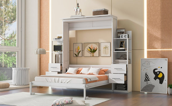 English Elm Queen Eco Solid Platform Bed Minimalist Low Profile Sustainable Frame for Modern Bedroom White Queen - A MDF+LVL LP000566AAK-5