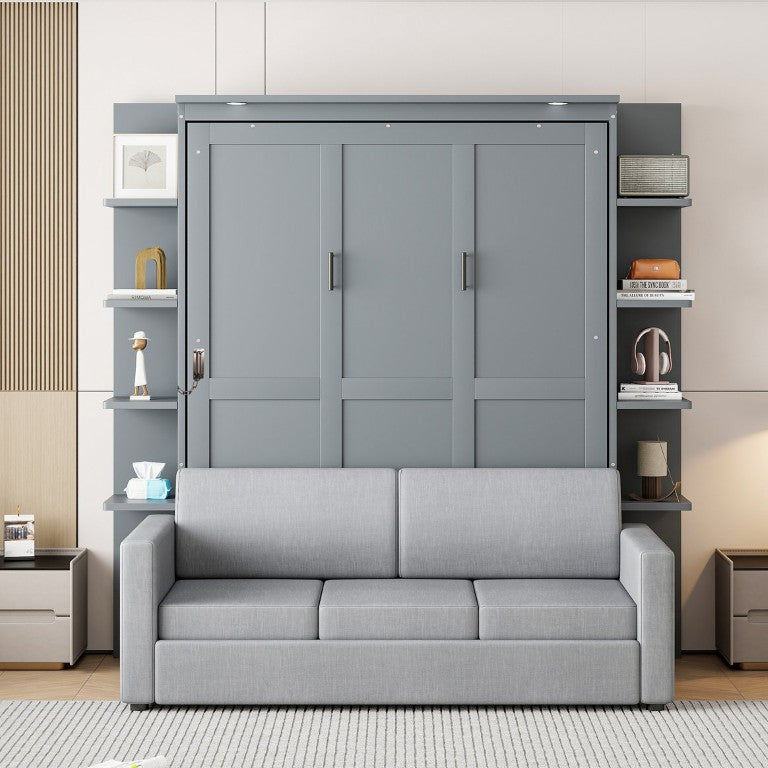 English Elm Queen Murphy Wall Bed with Integrated Sofa for Studio and Guest Room Spaces LP000591AAE-3